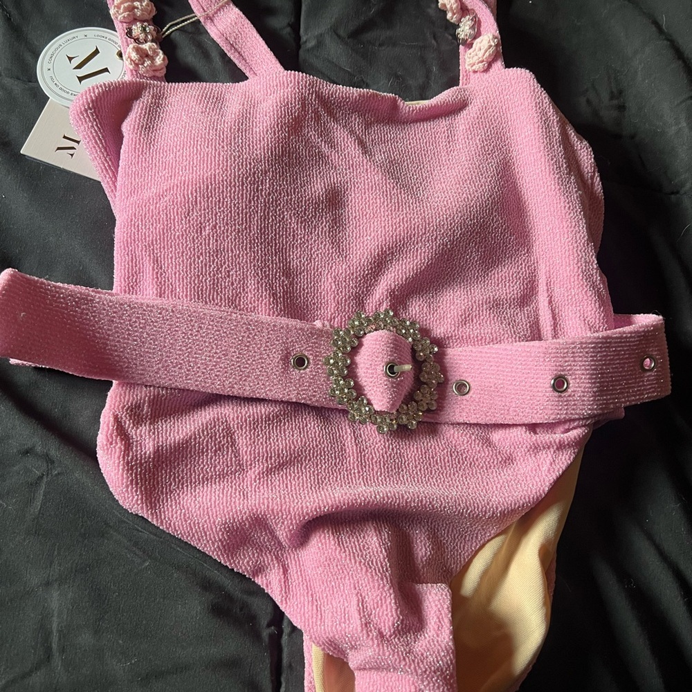 Pink Women's Bikini with Embellished Belt
